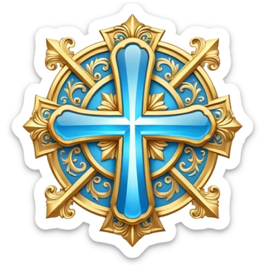 saint emblem with light blue cross sticker