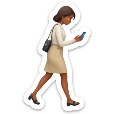woman walking away from phone with multiple unread message notifications, dismissive expression, turning her back on conversation, phone showing several ignored texts, emotionally detached look sticker