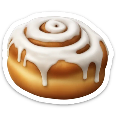 one cinnamon bun with icing on top sticker