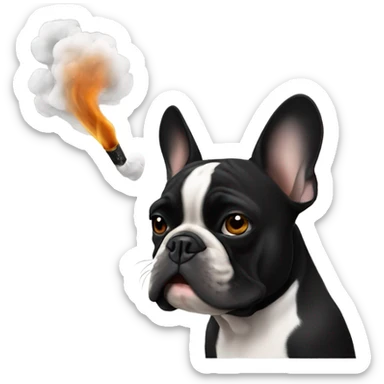 Black French bulldog smoking  sticker