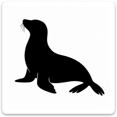 Seal black silhouette white background sticker
