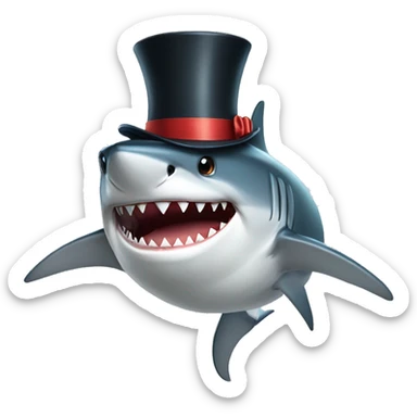 Shark with a top hat sticker