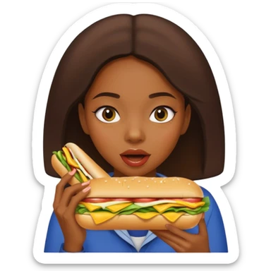 Black girl eating subway  sticker