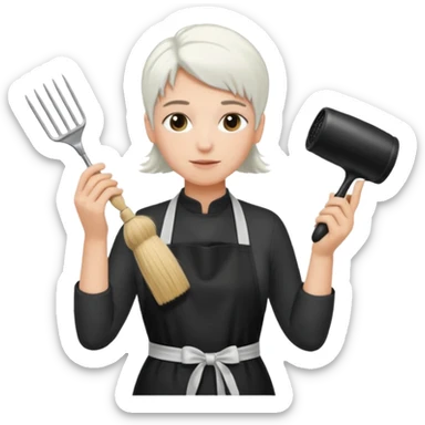 white hairstylist doing someones hair sticker