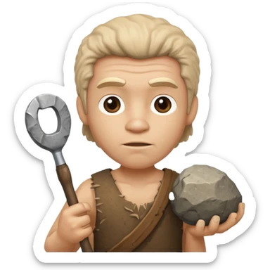 mini stone age man with tool sticker