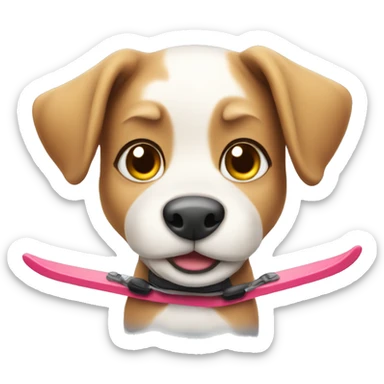 A cute puppy skiing sticker