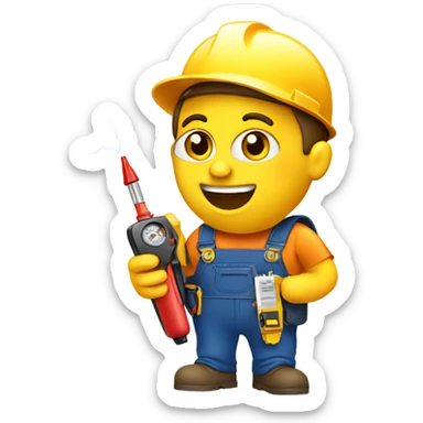 electrician holding a voltage tester sticker