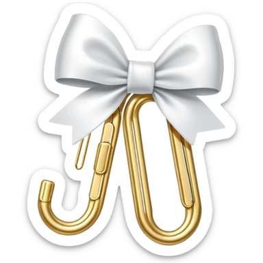 one gold paper clip with one small white bow in the middle sticker