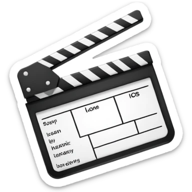 super simplified clapperboard icon, abstract geometric shape, minimal black strokes sticker