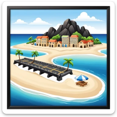 island  with a beach and infrastructure  sticker