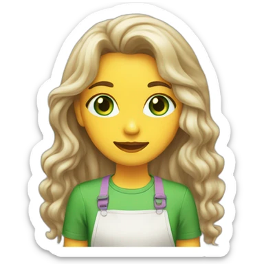  girl long hair green eyes baking cookies  sticker