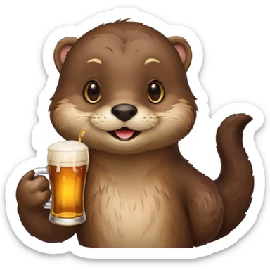 Otter holding a beer sticker
