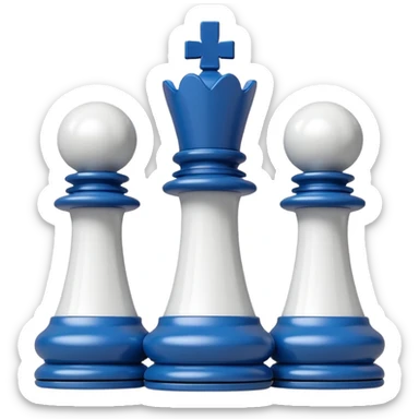 white plastic chess pieces, queen, white sticker