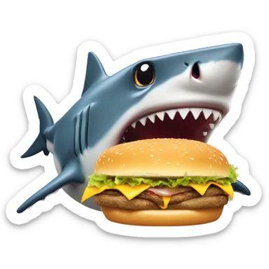 Shark eating cheeseburger sticker