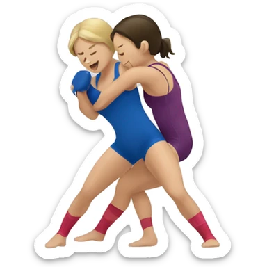 Two girls doing folkstyle wrestling sticker