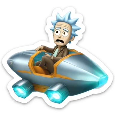 Hot wheel young Rick Sanchez flying in spaceship to citadel  sticker