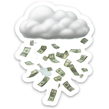 Rain of money falls from a cloud sticker