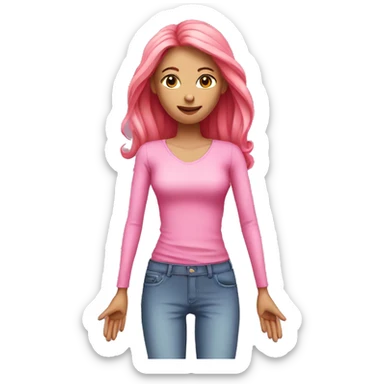 Pink skinny woman with long arms sticker