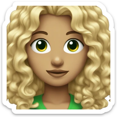 dark blondie wearing headphones green eyes Curly hair sticker