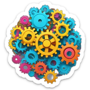 colorful cogs turning in a circle sticker