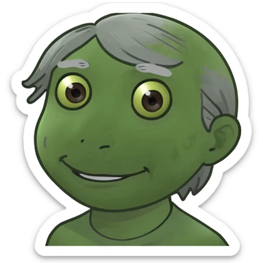 Yellow emoji with grey hair and 28 freckles sticker