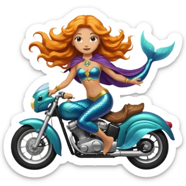 Yogi mermaid on a motorcycle with a cape sticker