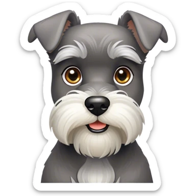 Cinematic Noble Miniature Schnauzer Portrait Emoji, Standing with a proud and stately demeanor, showcasing a sharply defined, salt-and-pepper fur with distinguished eyebrows and a confident, alert expression, simplified yet exquisitely detailed, glowing with a refined, dignified radiance, high shine, exuding intelligence and classic noble charm, soft glowing outline, capturing the essence of a noble Miniature Schnauzer that commands attention with effortless style! sticker