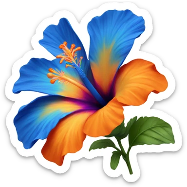 Blue hibiscus flower with orange too sticker