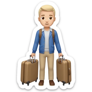 man carrying a suitcase portrait, head and shoulders only, suitcase handle visible near shoulder, casual travel outfit, confident expression, travel vibe, 3D cartoon style, mobile game icon style, clean background, no text, no watermark sticker