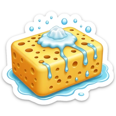 foam sponge object icon, soft sponge with soap foam, glossy wet look, 3D cartoon, mobile game icon style, centered, clean background, no text, no watermark

 sticker