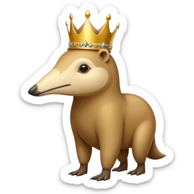 Anteater walking around and wearing a crown sticker