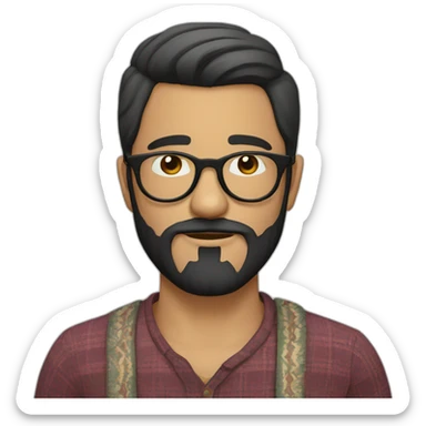 hipster mexican with beard, glasses and short hair sticker