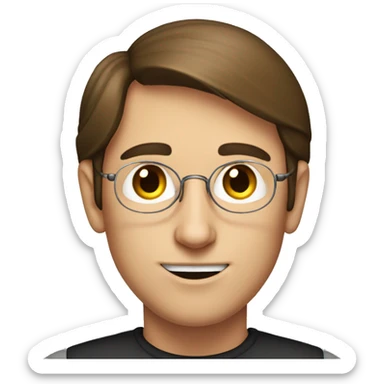 young Steve jobs drawn with brown hair and without glasses sticker