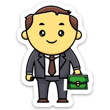 business person with briefcase full of money sticker
