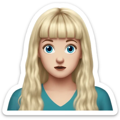 Claire Devlin Derry girls Long blonde hair with bangs/fringe, blue eyes looks scared sticker
