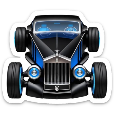 Shining Darth Vader themed 1934 style Rolls Royce scary Halloween monster rc car racing dark country road blue futuristic headlights  sticker