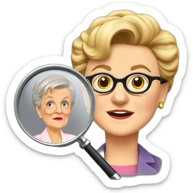 jessica fletcher and jessica fletcher coming out of a magnifying glass sticker