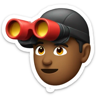 persona viendo con su binocular rojo sticker