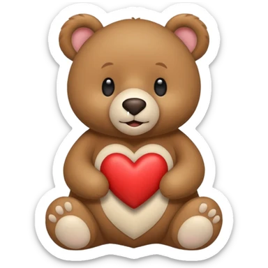 un oso sosteniendo un corazón blanco sticker