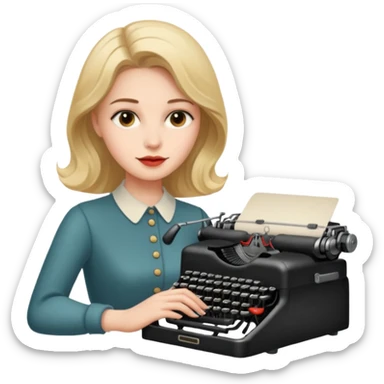 woman with vintage typewriter sticker