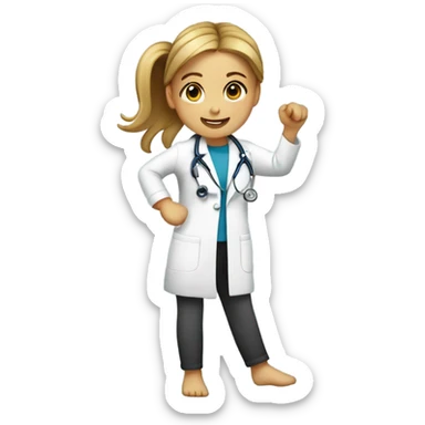 girl wearing a stethoscope while doing a cartwheel sticker