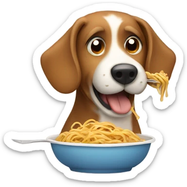 Dog eating spaghetti  sticker