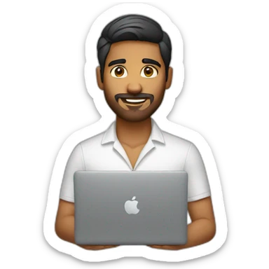 Indian male with macbook and light facial hair sticker