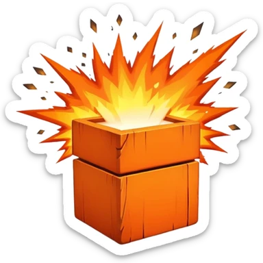 orange box with explosion behind it sticker