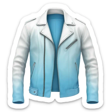 Realistic side view of a light blue to white ombre leather jacket isolated.  sticker