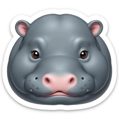 Meme-Worthy Cute Sleeping Hippo Portrait Emoji, Head resting peacefully with a contented smile, showcasing a massive, robust build and a luxuriously soft slate-gray hide, eyes shut in a serene, restful nap, Simplified yet hilariously adorable features, highly detailed, glowing with a soft, drowsy light, high shine, relaxed and utterly lovable, stylized with an air of playful laziness, bright and heartwarming, soft glowing outline, capturing the essence of a comically sleepy hippo, so meme-worthy it feels like it could instantly become the next viral sensation of adorable slumber! sticker