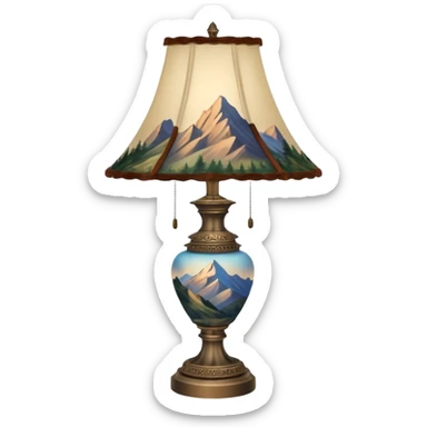 Table lamp with a mountain base sticker