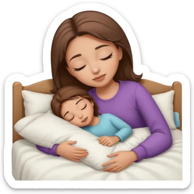 single-girl-in-brown-cozy-light white-bed-sleeping-pretty-eyelashes-light-skin sticker