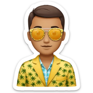 fotographer with yellow paterned summer clothes and sun glasses sticker