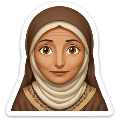 an old emirati women wearing traditional cloths covers her face with burg'a sticker